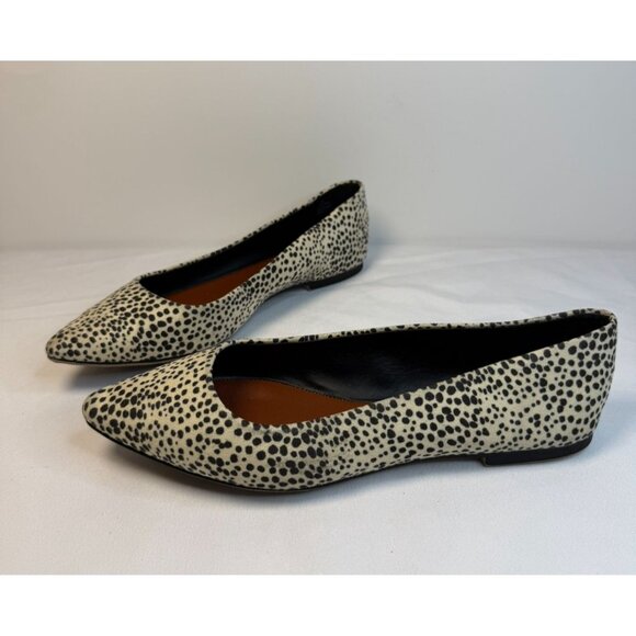 MIA Kandace Suede Pointy Toe Women Size 7 White/Black Vegan Ballet Flats Casual - Picture 1 of 14